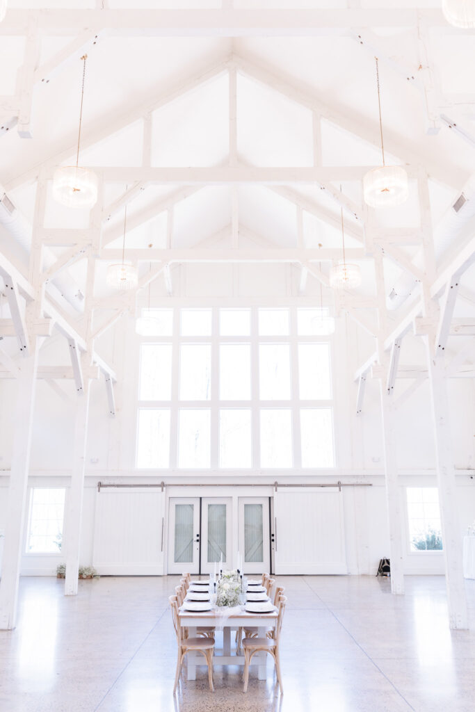 Reception area at Carolina Grove, featuring rustic decor and ample seating